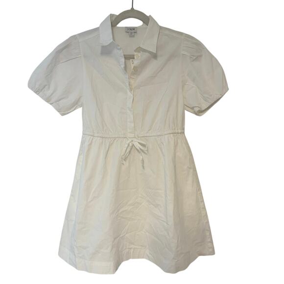 NWT J.Crew Collared Short Sleeve Tie Waist Mini Dress In White Size 4P - Picture 2 of 6